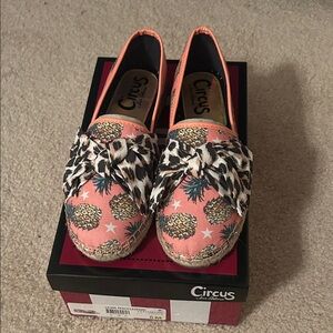 Circus by Sam Edelman Coral Espadrilles with Pineapple and Leopard Print